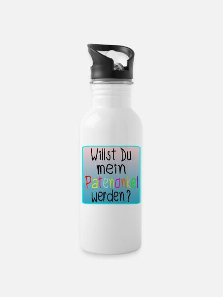 TAUFE - PATENONKEL WERDEN - Trinkflasche mit integriertem Trinkhalm - Weiß
