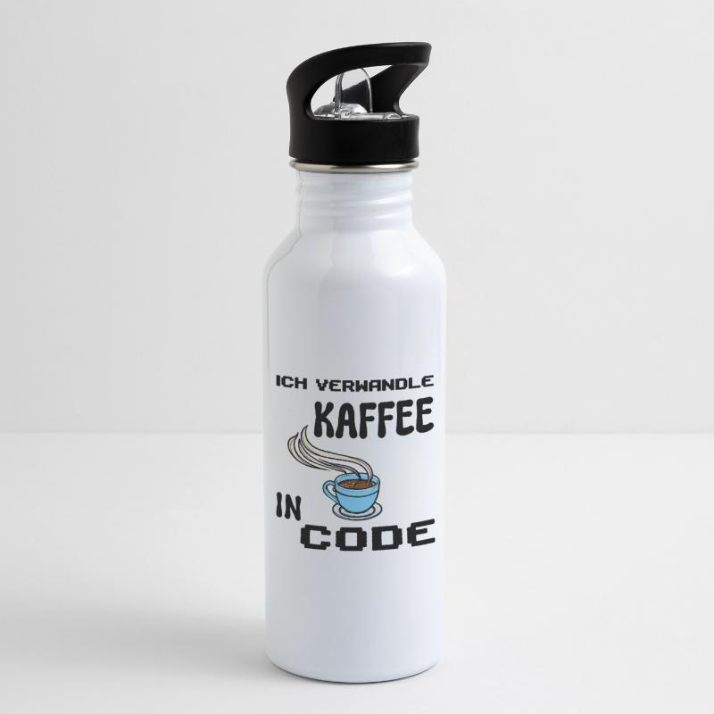 Coden Computerfreak Developer Statement Nerd Trinkflasche mit integriertem Trinkhalm