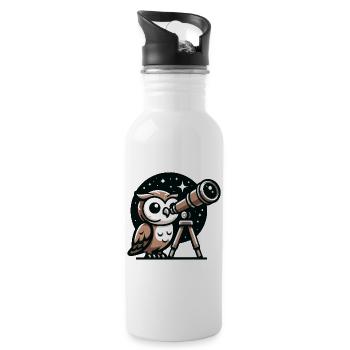 Stargazer Hoot : Le hibou céleste - Gourde avec paille intégrée - blanc - Droite