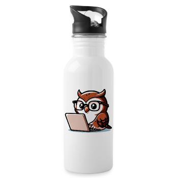 Wise Web Owl: The Knowledge Navigator - Water bottle with straw - white - Right