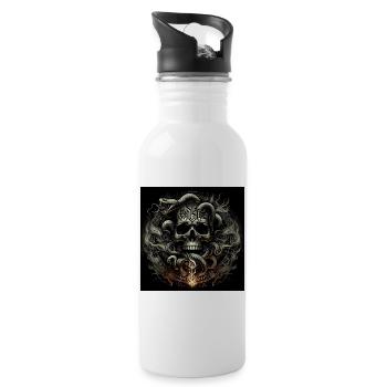 Skull and snakes - Water bottle with straw - white - Right