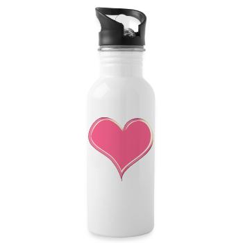 Heart ❤️ Love - Water bottle with straw - white - Right