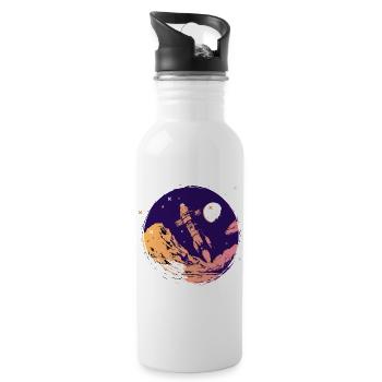 rakete weltall raumfahrt schulstart Go space nerd - Trinkflasche mit integriertem Trinkhalm - Weiß - Rechts