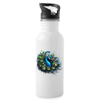 Peacock - Water bottle with straw - white - Right