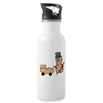 Erdnuss Papa Eltern Elternteil Baby Vater - Trinkflasche mit integriertem Trinkhalm - Weiß - Rechts