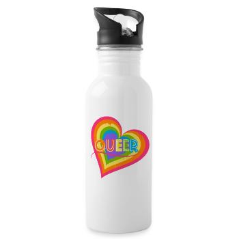 Queer Heart for Pride Month Equal Rights LGBTQ - Water bottle with straw - white - Right