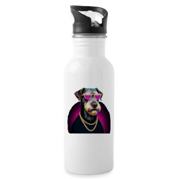 Cadeau de chien allemand à poil dur Gangsta Gangster - Gourde avec paille intégrée - blanc - Droite