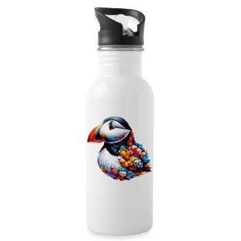 Papageitaucher - Trinkflasche mit integriertem Trinkhalm - Weiß - Rechts
