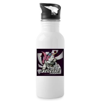 don't mess up with the unicorn - Trinkflasche mit integriertem Trinkhalm - Weiß - Rechts