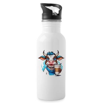 Coffee Cow - Water bottle with straw - white - Right