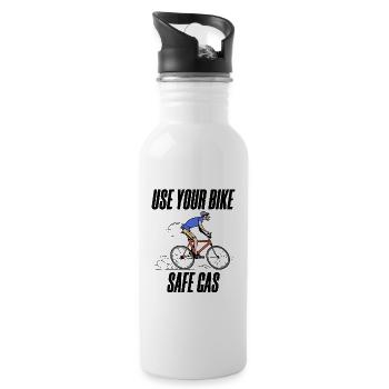 Fahrrad Energiespeicher Statement Tanken Energie - Trinkflasche mit integriertem Trinkhalm - Weiß - Rechts