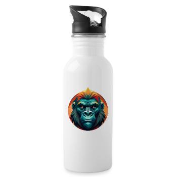 Tribal Neon Gorilla - Water bottle with straw - white - Right