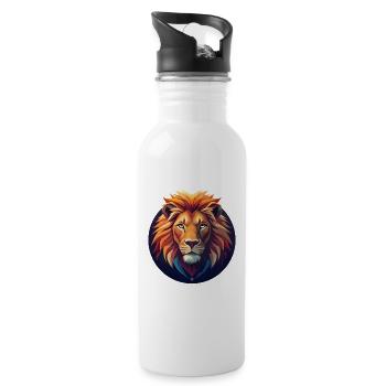 Lion chromatique en cercle - Gourde avec paille intégrée - blanc - Droite