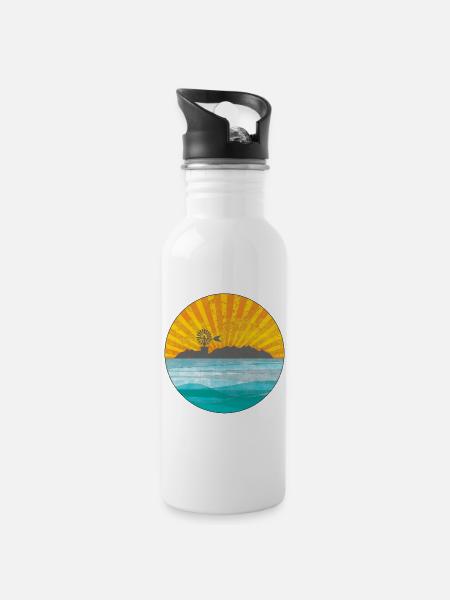 Sonnenuntergang über Küstenlandschaft - Trinkflasche mit integriertem Trinkhalm - Weiß