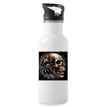 Skull and Spider - Water bottle with straw - white - Right