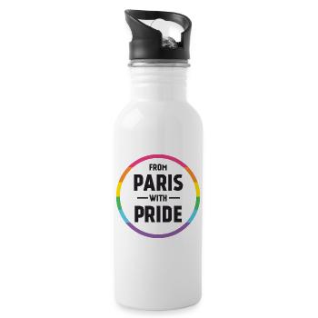 LGBTQ Pride Month - Mit Pride aus Paris - Trinkflasche mit integriertem Trinkhalm - Weiß - Rechts
