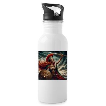 Die Macht eines keltischen Kriegers - Trinkflasche mit integriertem Trinkhalm - Weiß - Rechts