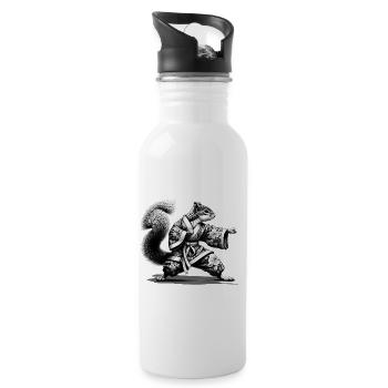 Squirrel with kimono in a kung fu position - Water bottle with straw - white - Right