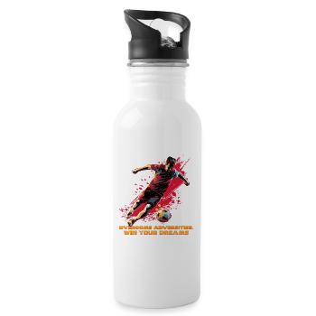 A footballer in dynamic action, modern pop-art - Water bottle with straw - white - Right