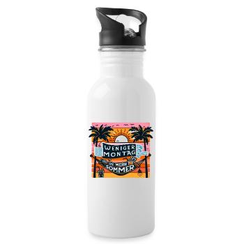 Sommervibes (Weniger Montag, mehr Sommer) - Trinkflasche mit integriertem Trinkhalm - Weiß - Rechts