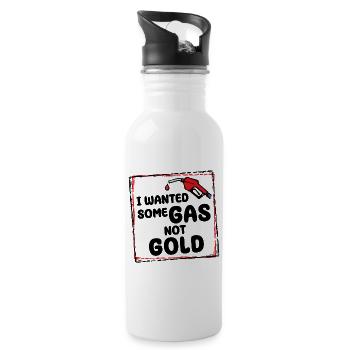 Refueling Gas Station Gasoline Pump Statement - Water bottle with straw - white - Right