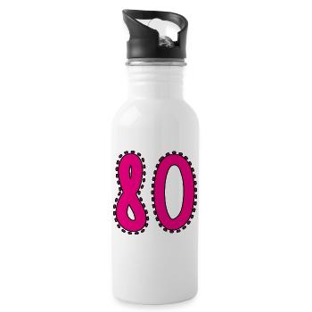 80. 80 ANS. 80e ANNIVERSAIRE. ANNIVERSAIRE 80 ANS. - Gourde avec paille intégrée - blanc - Droite