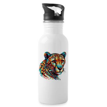 Cheetah - Water bottle with straw - white - Right