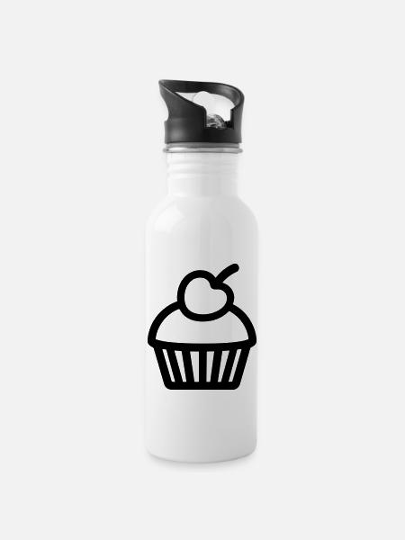 Cupcake - Trinkflasche mit integriertem Trinkhalm - Weiß