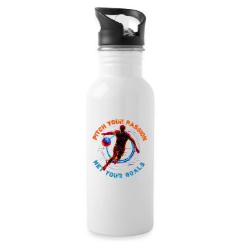 Neon football match, motivational quote - Water bottle with straw - white - Right