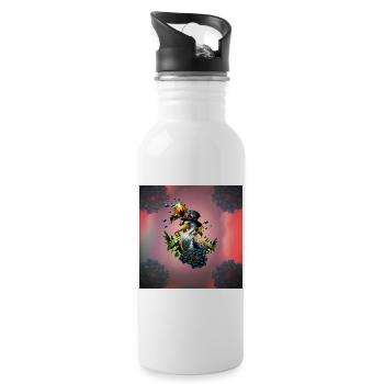 Funny pelican with steampunk hat - Water bottle with straw - white - Right