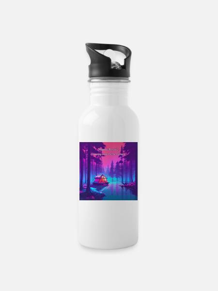 Tagträumen im Mondschein beim Campen - Trinkflasche mit integriertem Trinkhalm - Weiß