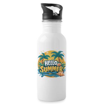 Éblouissante élégance HELLO SUMMER - Gourde avec paille intégrée - blanc - Droite