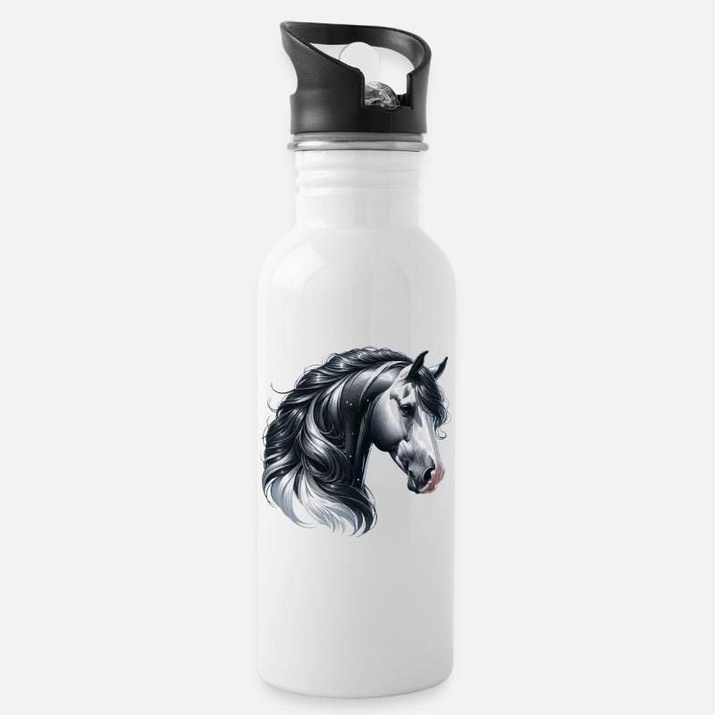 Majestueux Portrait De Cheval Gross - Gourde avec paille intégrée - blanc