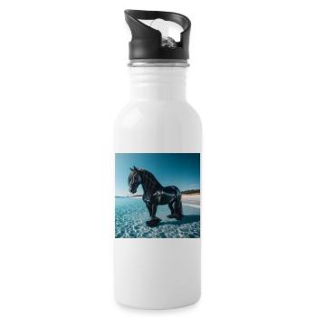 Horse in the water - Water bottle with straw - white - Right