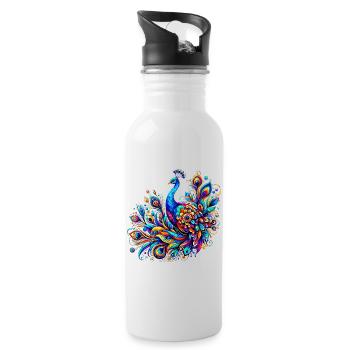 Peacock - Water bottle with straw - white - Right