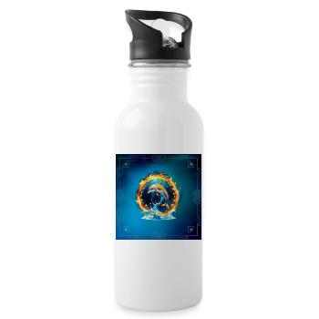 A fascinating interplay of fire and water. - Water bottle with straw - white - Right