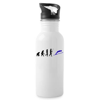 Wintersport Schifahren Skifahrer Evolution Schnee - Trinkflasche mit integriertem Trinkhalm - Weiß - Rechts