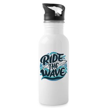 Ride the wave Surfen Surfbrett Sommer Urlaub - Trinkflasche mit integriertem Trinkhalm - Weiß - Rechts