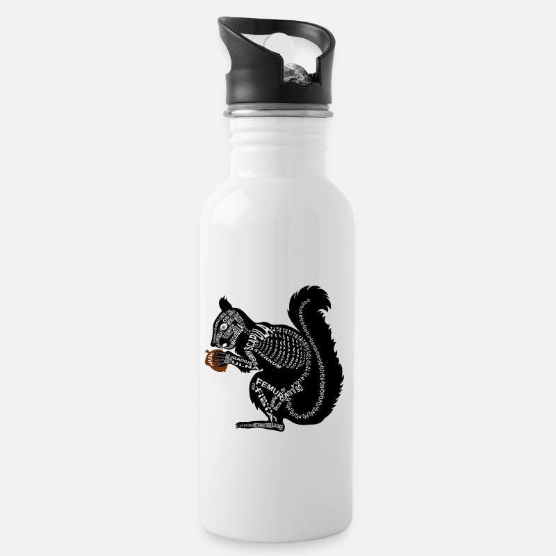 Eichhörnchen - Trinkflasche mit integriertem Trinkhalm - Weiß