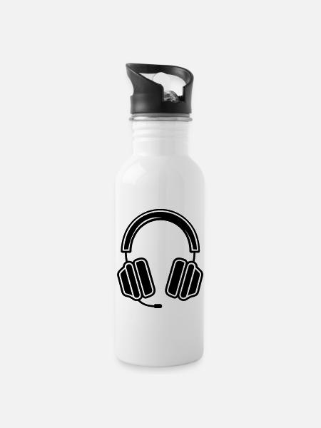 Gaming-Headset - Trinkflasche mit integriertem Trinkhalm - Weiß