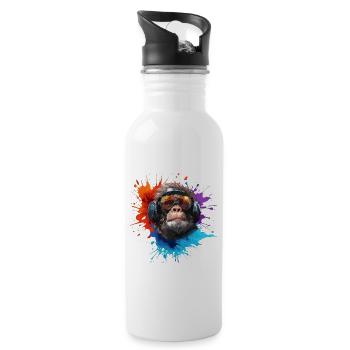 DJ Monkey Affen mit Sonnenbrille Safari - Trinkflasche mit integriertem Trinkhalm - Weiß - Rechts