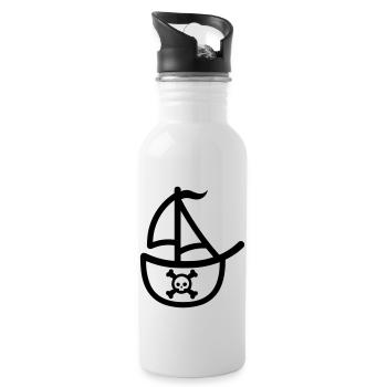 Piratenschiff - Trinkflasche mit integriertem Trinkhalm - Weiß - Rechts