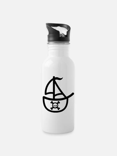 Bateau pirate - Gourde avec paille intégrée - blanc