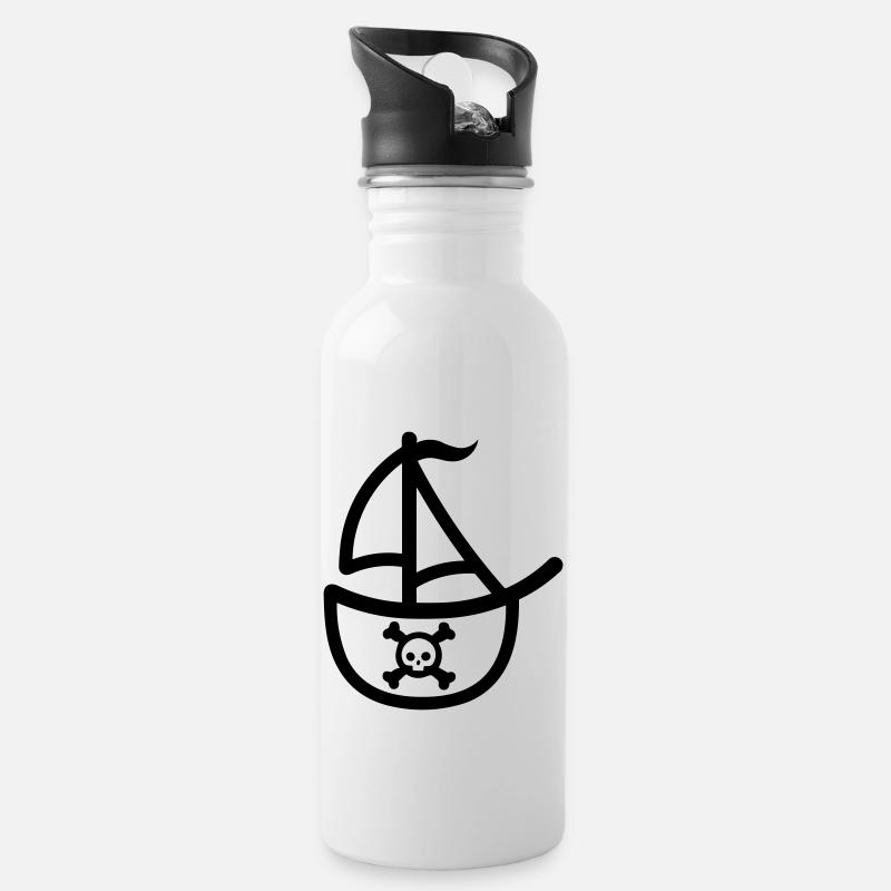 Bateau pirate - Gourde avec paille intégrée - blanc