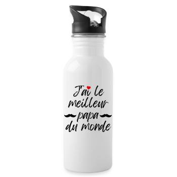 I have the best dad in the world - Water bottle with straw - white - Right