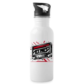 Music cassette in retro style 80s and 90s style - Water bottle with straw - white - Right