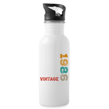 40. Geburtstag - Trinkflasche mit integriertem Trinkhalm - Weiß - Rechts