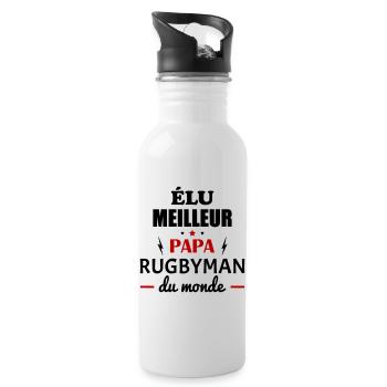 Élu meilleur papa rugbyman du monde,fête des pères - Gourde avec paille intégrée - blanc - Droite