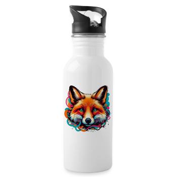Fuchs - Trinkflasche mit integriertem Trinkhalm - Weiß - Rechts