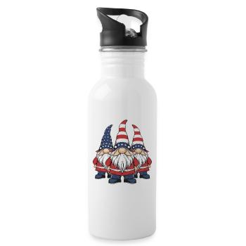 Gnomes patriotiques américains avec drapeau américain - Gourde avec paille intégrée - blanc - Droite